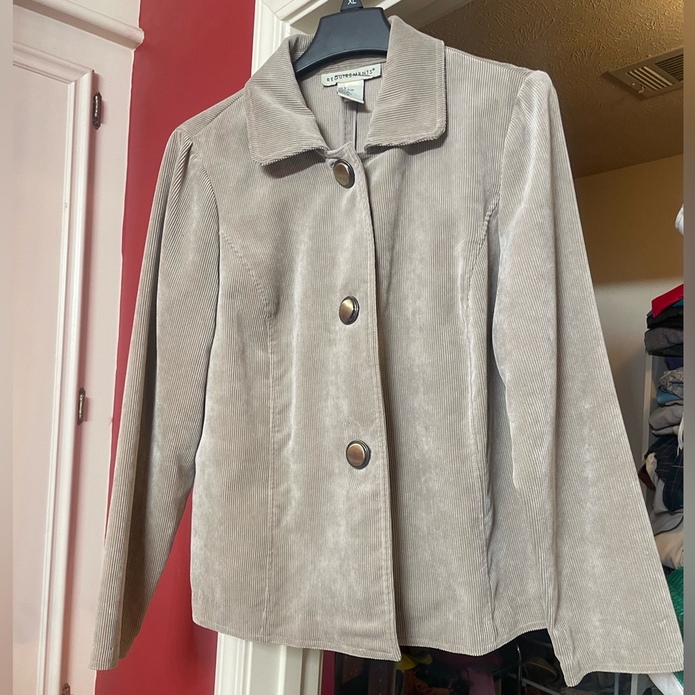 Women's Beige Button Front Corduroy Ribbed Jacket, size Large